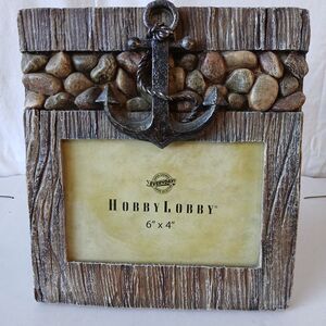 Hobby Lobby  4 x 6 Stand Photo Frame Nautical Anchor Dock Faux Distressed Wood